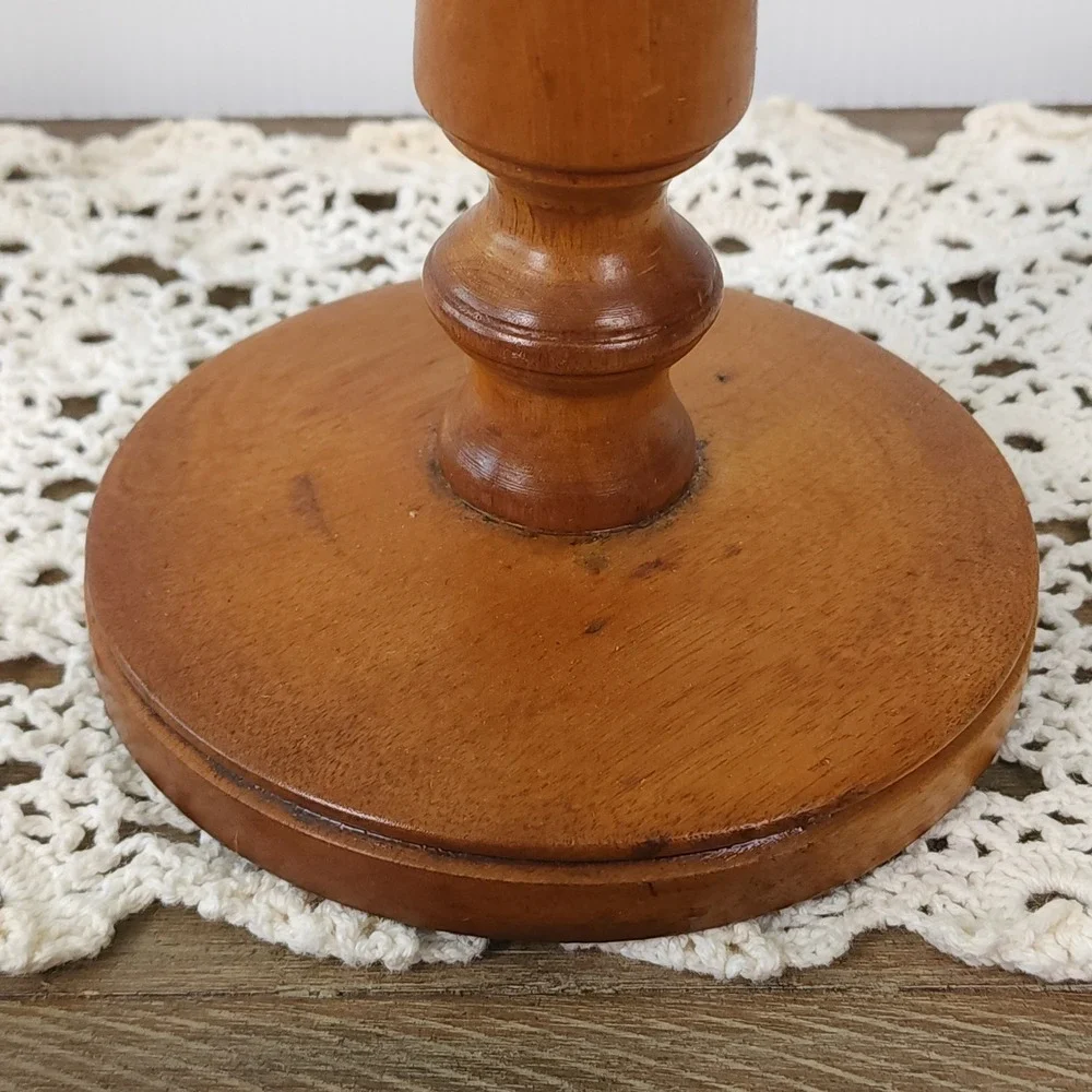 Vintage Turned Wood Candlestick‎ Holder